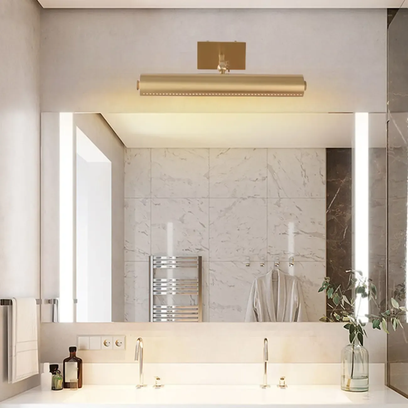 2-light Modern Straight LED Vanity Light with Copper Shade