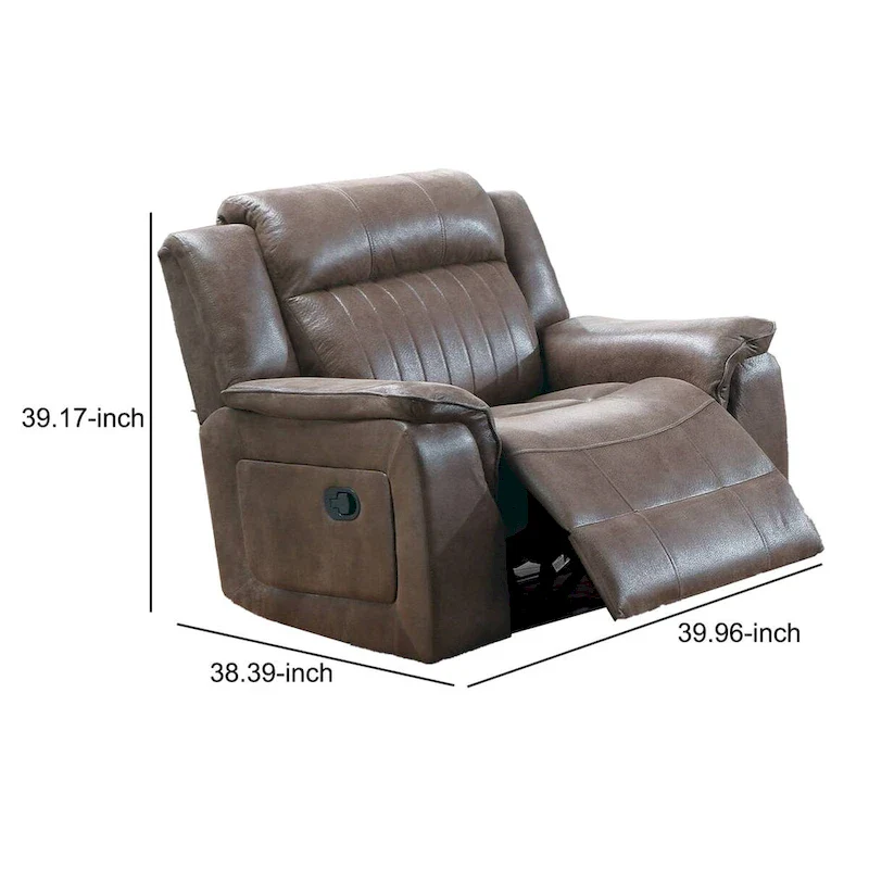 Fabric Manual Recliner Chair with Pillow Top Arms, Brown