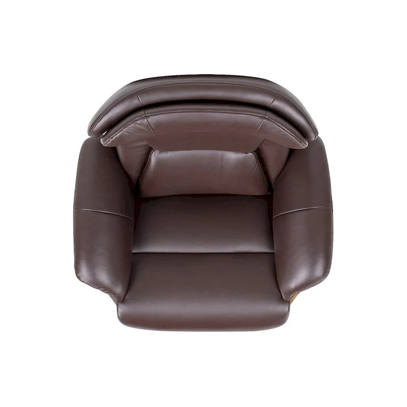 Jovan 31.5 Curved Wood Genuine Leather Recliner Lounge Chair