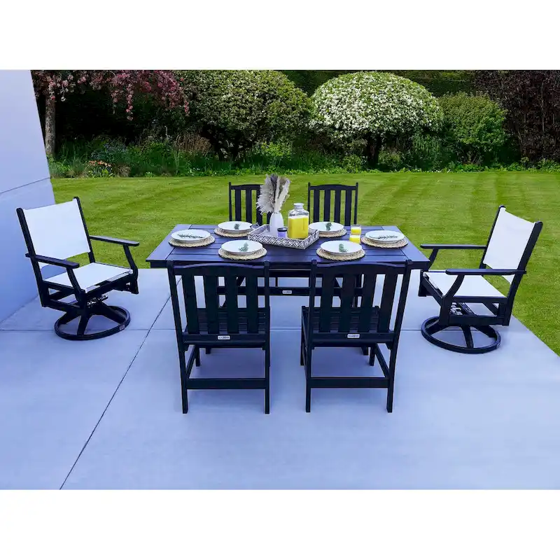 LuXeo Tuscany Sling Swivel Dining 7-Piece Set