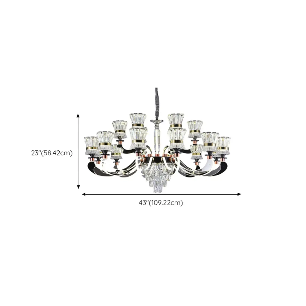 Luxury Chrome Tier Crystal Chandelier Modern Dimmable LED