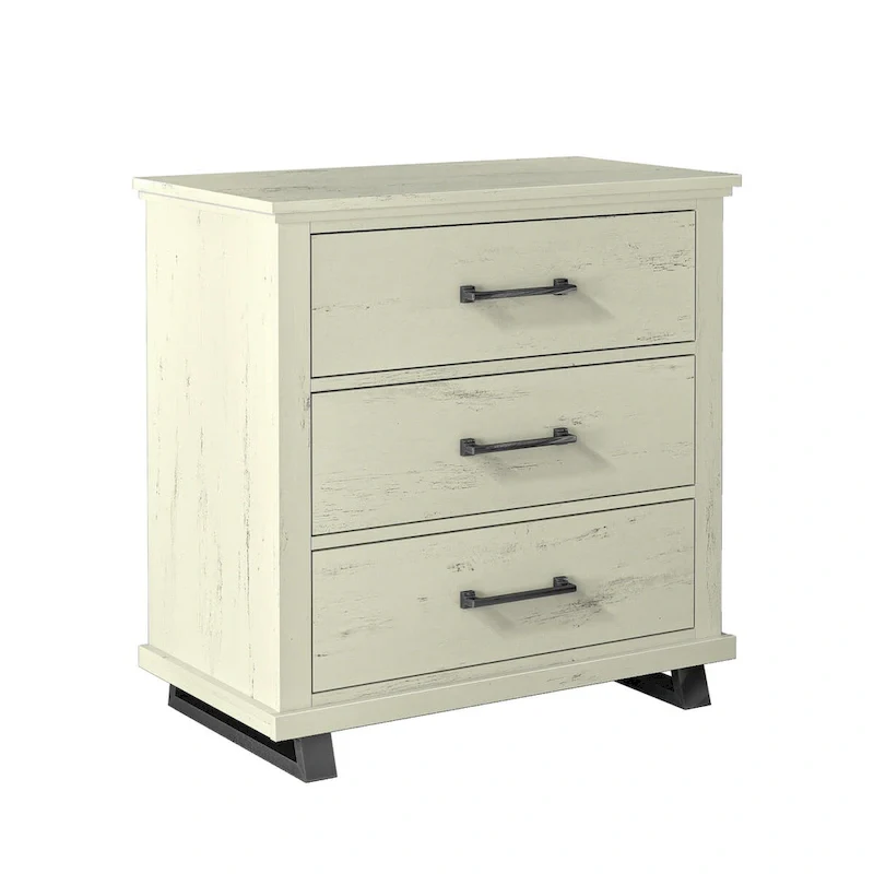 3-Drawer Nightstand with Elevated Metal Legs, Set of 2
