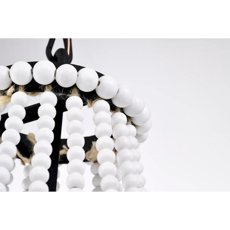 Roly 16 Inch White Beads Bohemian Pendant Chandelier 1-Light