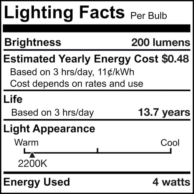 Bulbrite 4 Watt Grand Filaments Medium Dimmable (E26) LED Bulb - 200 Lumens, 2200K, and 95 CRI