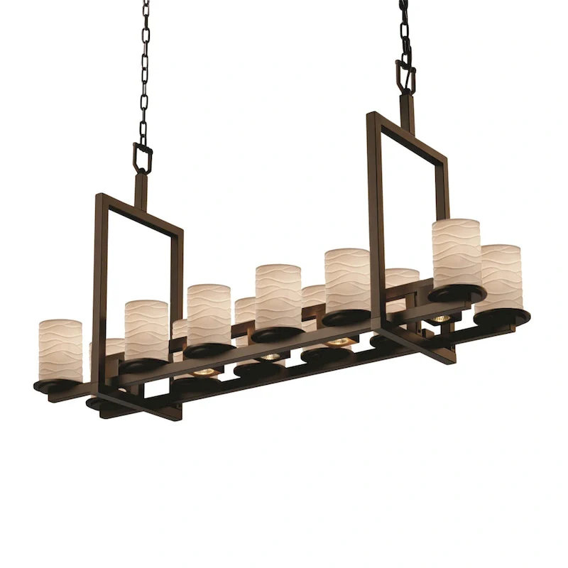 LumenAria Dakota Dark Bronze 2-Up & Downlight Pendant, Faux Alabaster Cylinder w/ Flat Rim Shade