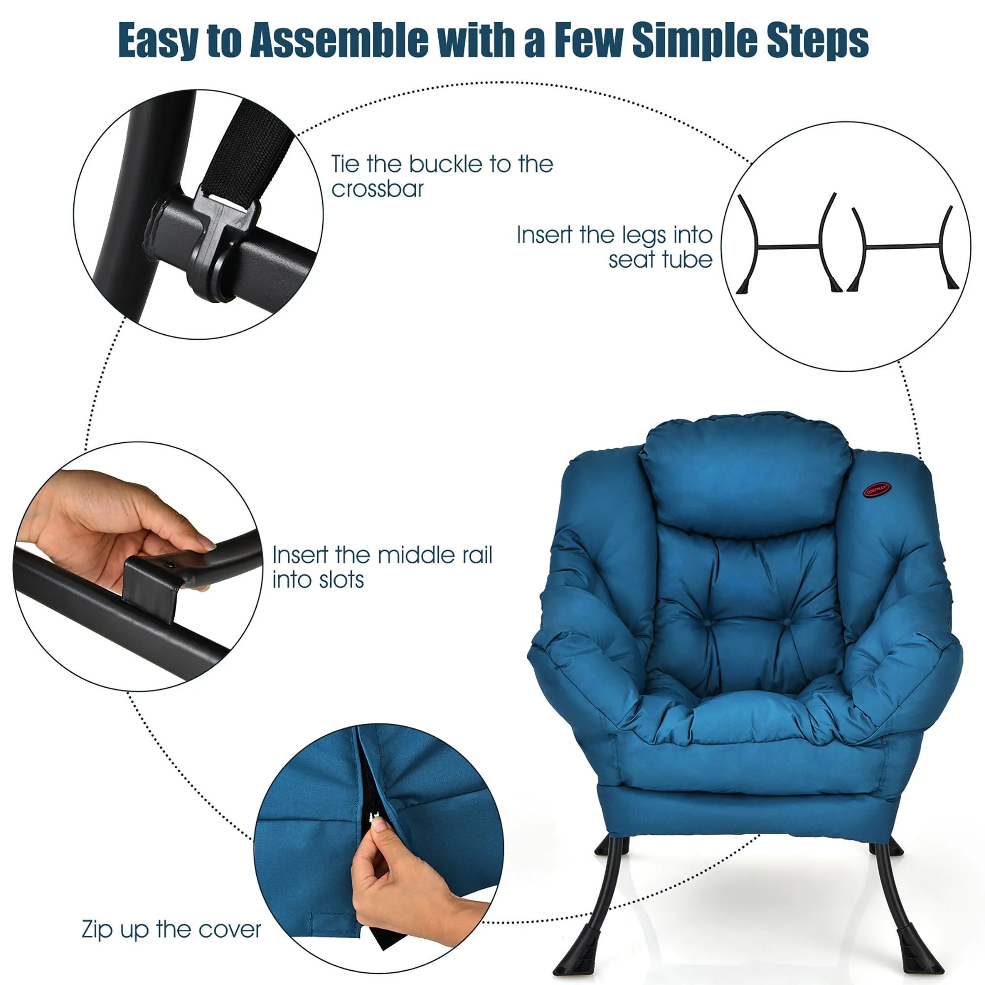 Modern Lazy Chair Accent Lounge Chair Single Sofa Chair