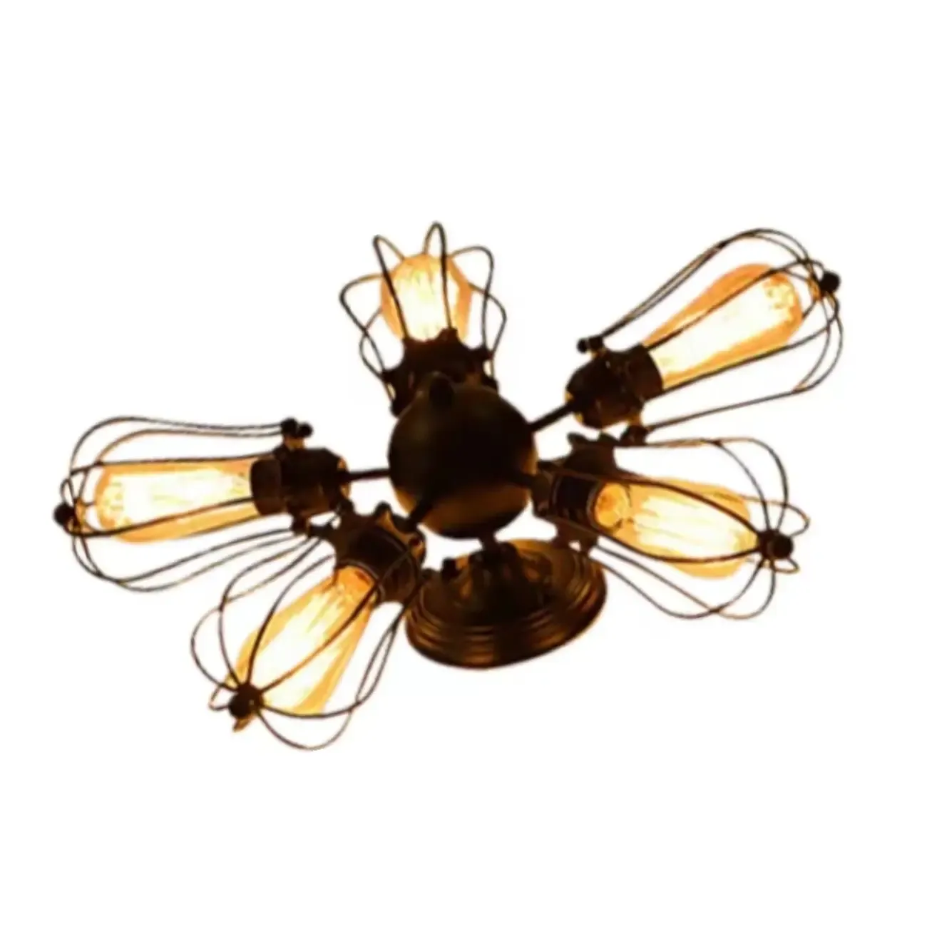 Industrial Black Metal Star Shape Semi Flush Ceiling Light