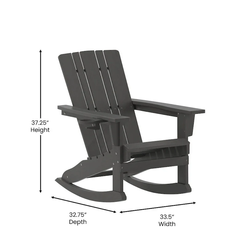All-Weather Rocking Adirondack Chair with Swiveling Cupholder