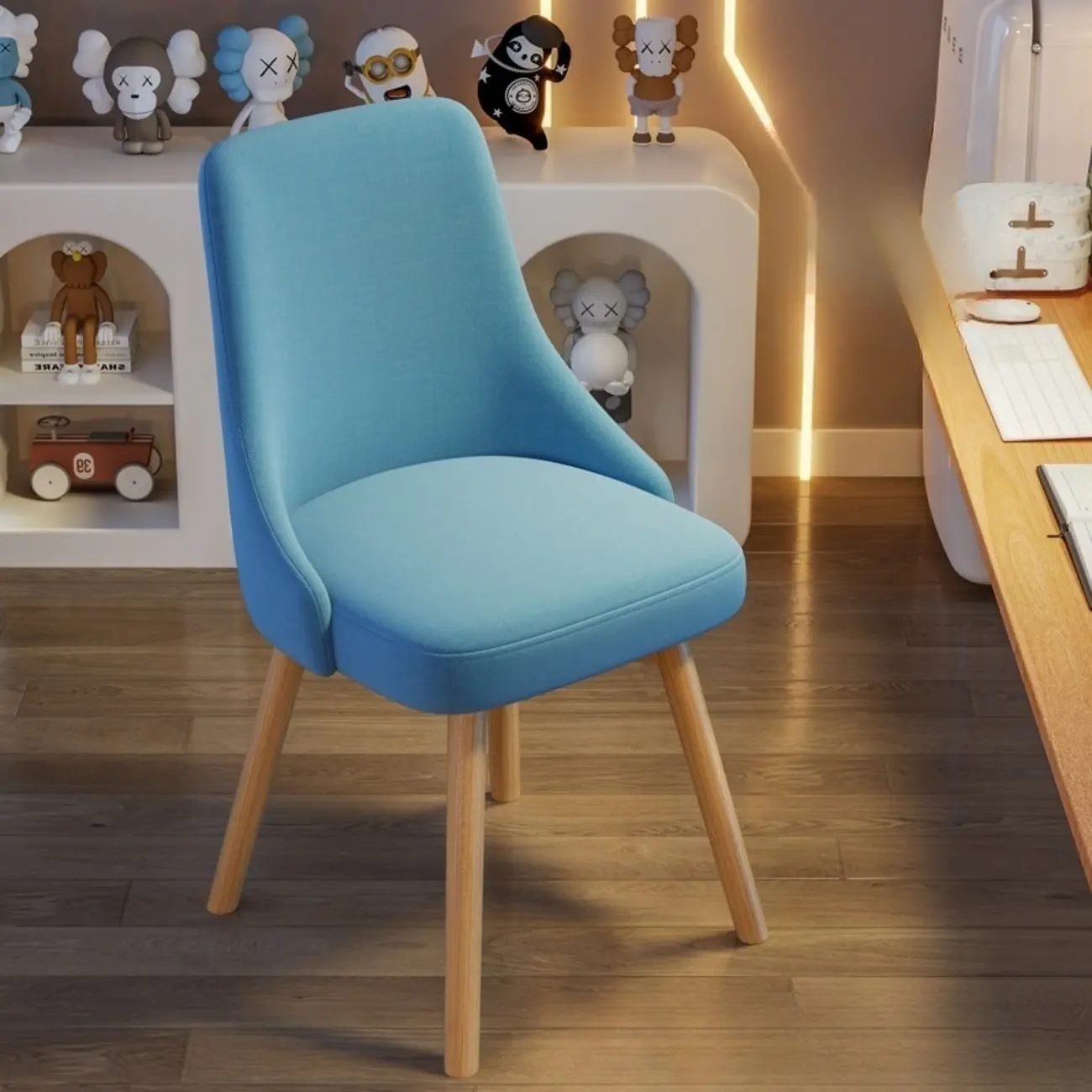 White Fabric Upholstered Solid Back Dining Chair