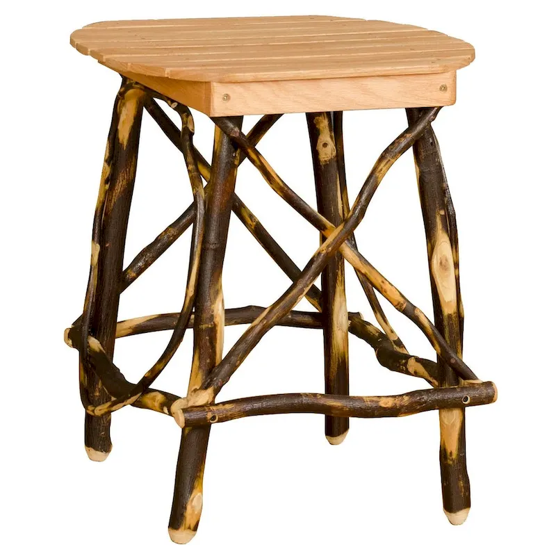 Hickory Log Round End Table