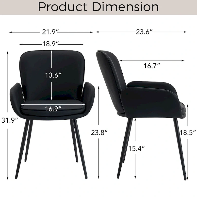 Set of 2 Cat-Scratch Resistant Dining Chairs with Gold Metal Legs