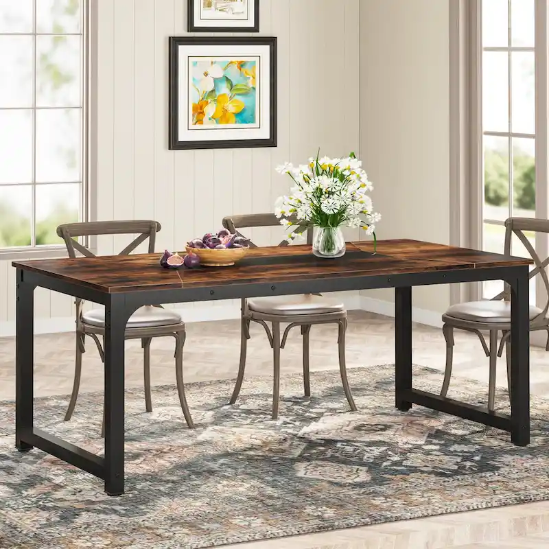 79 Inches Modern Rectangular Dining Table for 6-8 - 78.74 L x 39.37 W x 30.31H