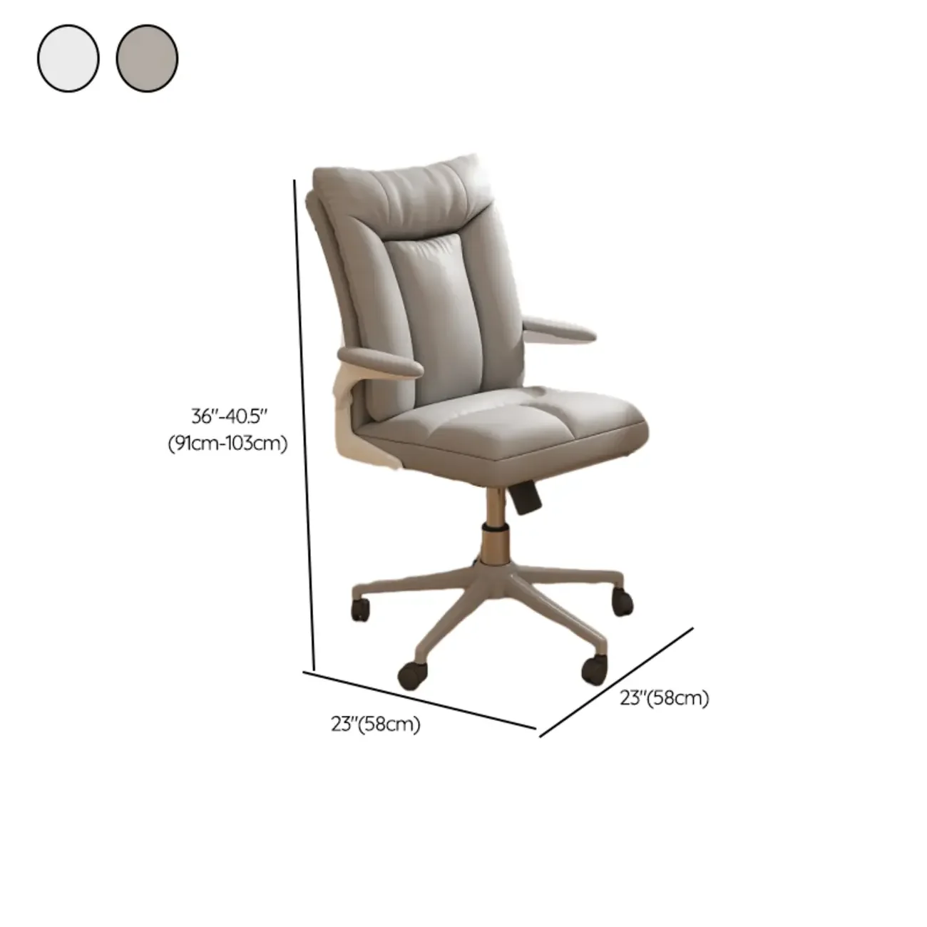 Modern White Fabric Upholstered Adjustable Swivel Office Chair