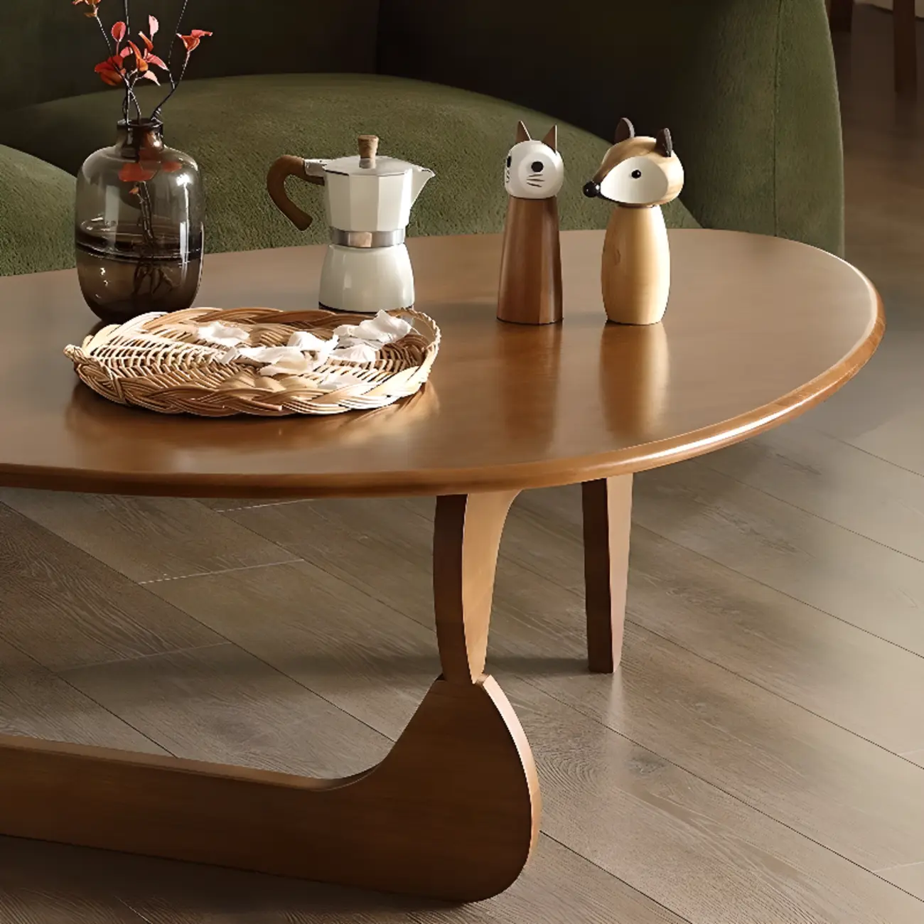 Modern Abstract Wood Triangular Coffee Table