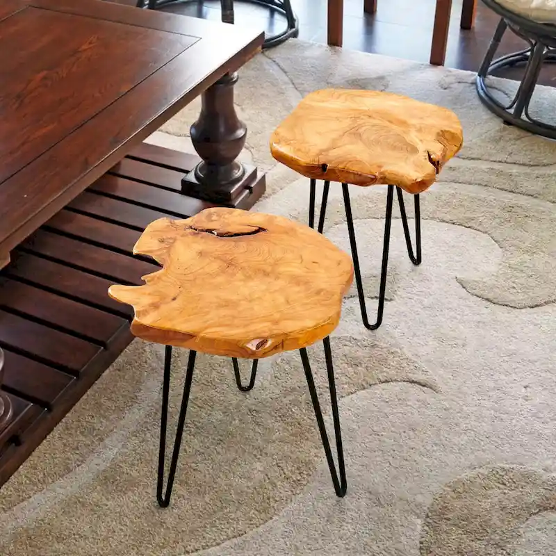 Cedar Roots Naturally Shaped Small Stand with 3 Hairpin Legs - 13.5 x 12 x 19