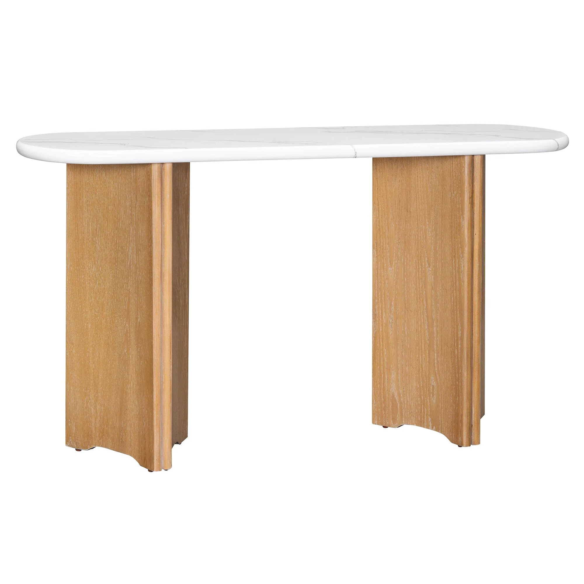 Walker Edison | Oval Faux Marble Top Console Entryway Table