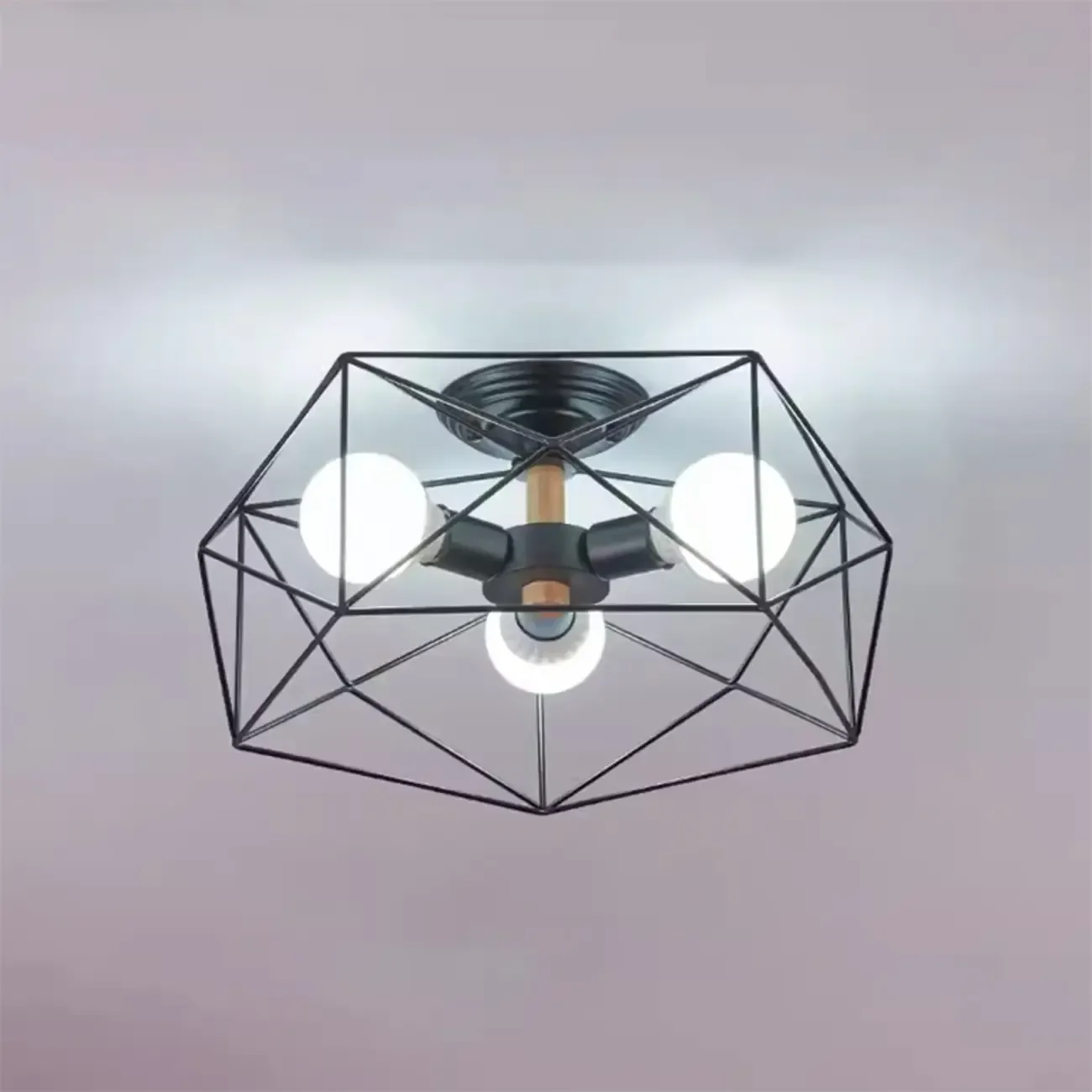 Sleek Gold Semi-Flush Ceiling Light with Iron Drum Shade