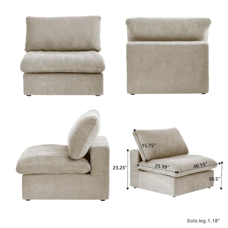 Widen Down Filled 5-Piece Sectional and Ottoman