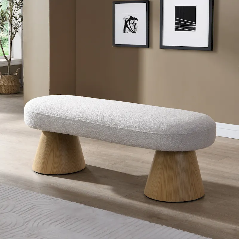Christopher Knight Home - Benjamin Upholstered Dining Bench, Versatile Entryway & Bedroom Seating with Sturdy Wood Legs