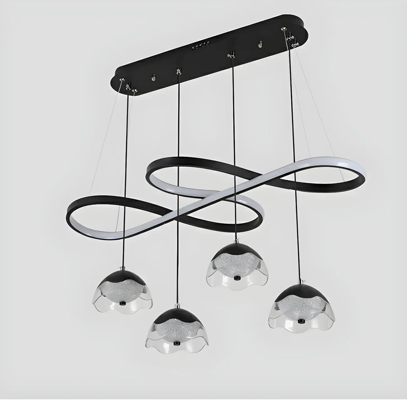 Adjustable 2 Tiers Black Metal 6-Light Dimming Pendant Light