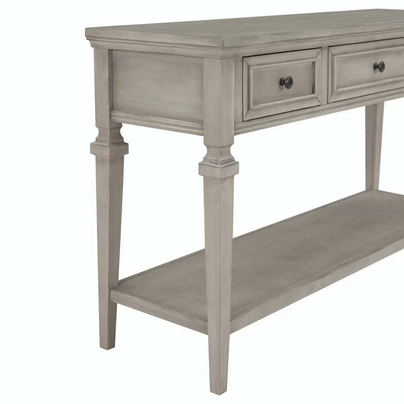 50L Classic Retro Style Console Table with Three Top Drawers and Open Style Bottom Shelf (Gray Wash)