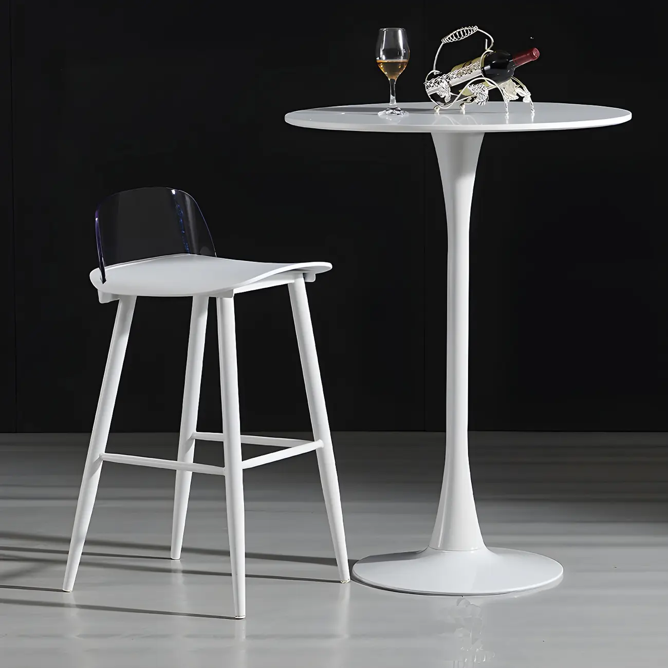 Simple White Round Metal Small Cocktail Bar Table