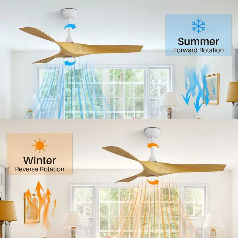 52 inch Modern Ceiling Fan without Lights, 3 Blades,Remote Control,Reversible Airflow - 52 inch