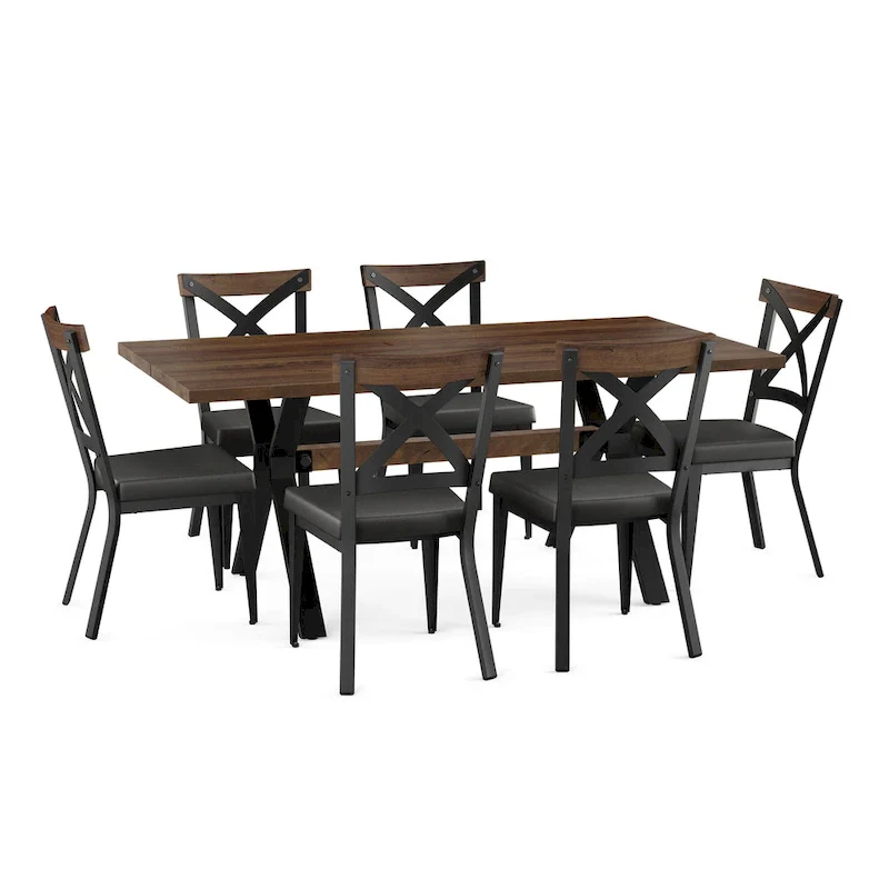 Amisco Leonie Wood Table and Snyder Chairs 7-Pieces Dining Set