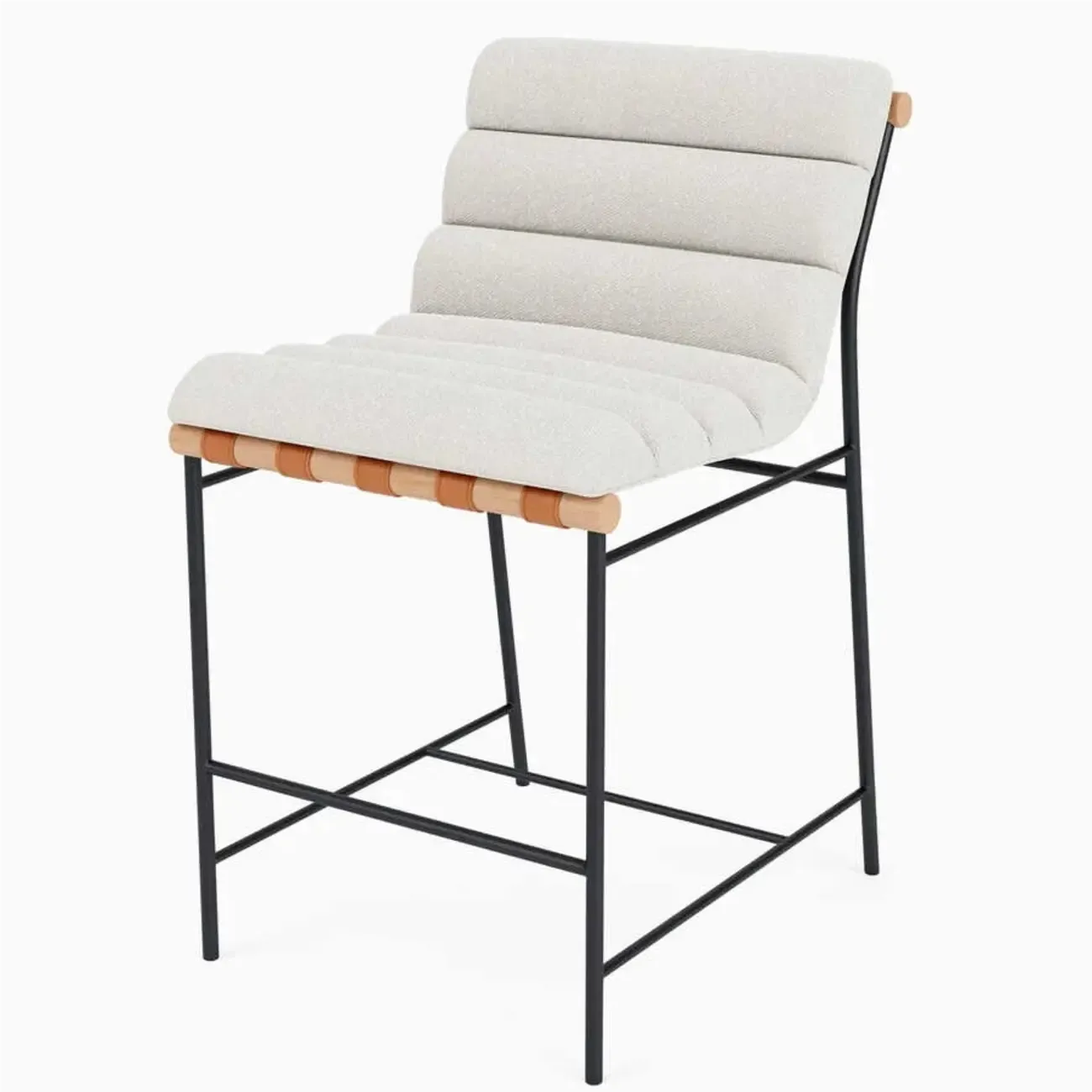 Modern Upholstered Counter Stool with Metal Frame