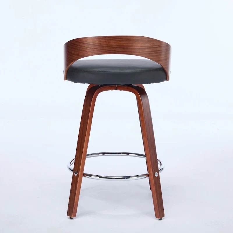 Counter Height Barstools Set of 2, Dining Chairs with Soft Cushion Seat, Kitchen Stool Island with Footstool and Low Back