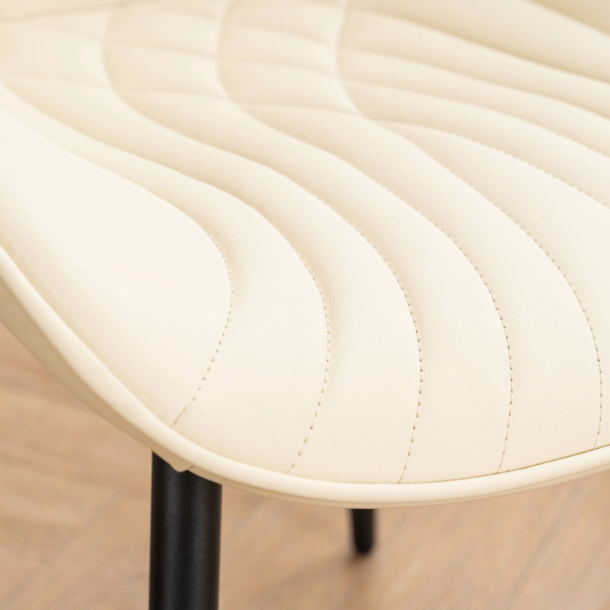 Modern Upholstered Leather Armless Dining Chairs Set of 2