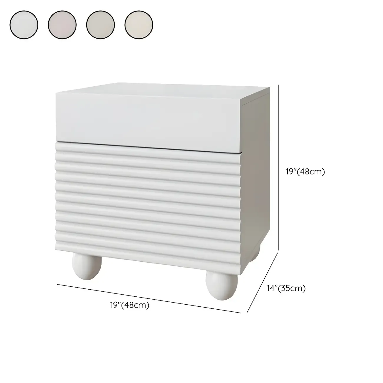 Narrow Cubic 2-Drawer Wood Small Bedside Table