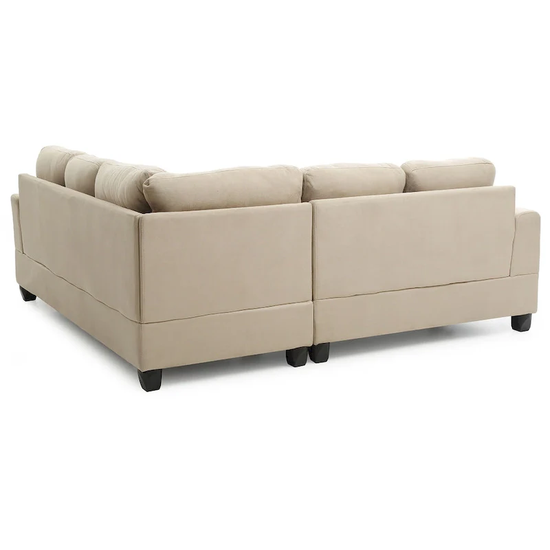 Tufted Microsuede L-Shape Sectional Sofa - 80 - Beige