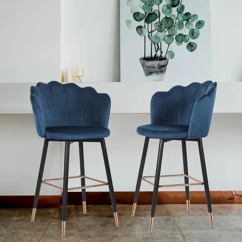 Adeco 42 Height Set of 2 Velvet Bar Stools