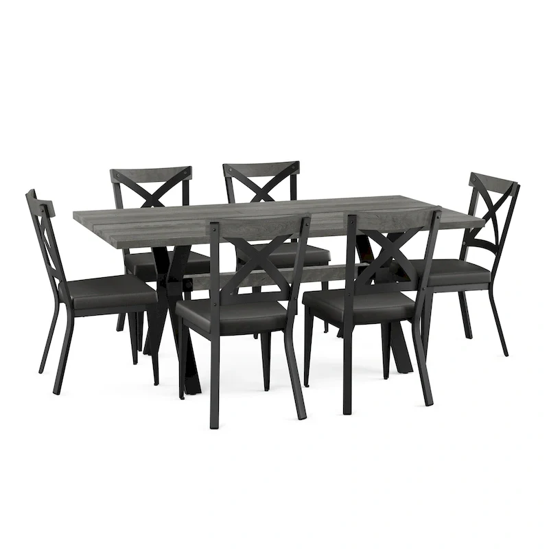 Amisco Leonie Wood Table and Snyder Chairs 7-Pieces Dining Set