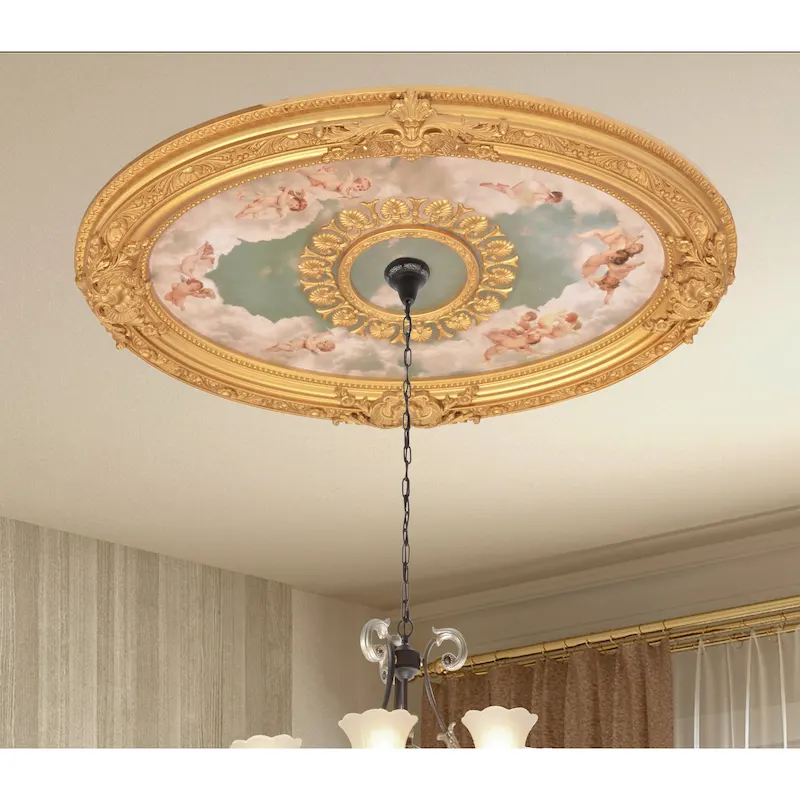 Golden Rocaille Oval Chandelier Ceiling Medallion
