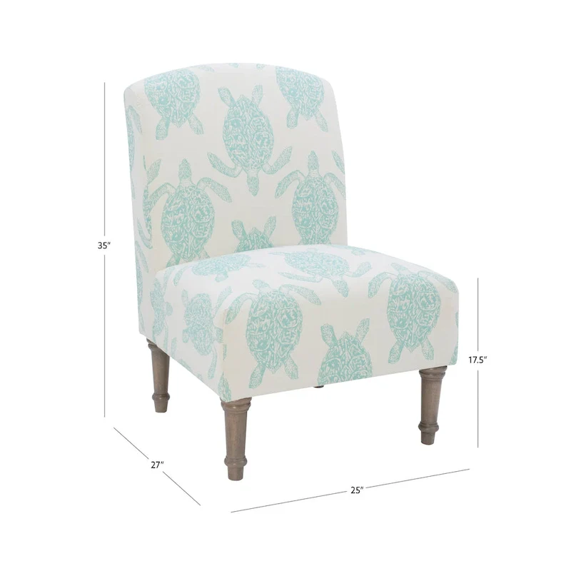 Terrapin Upholstered Turtle Pattern Accent Chair