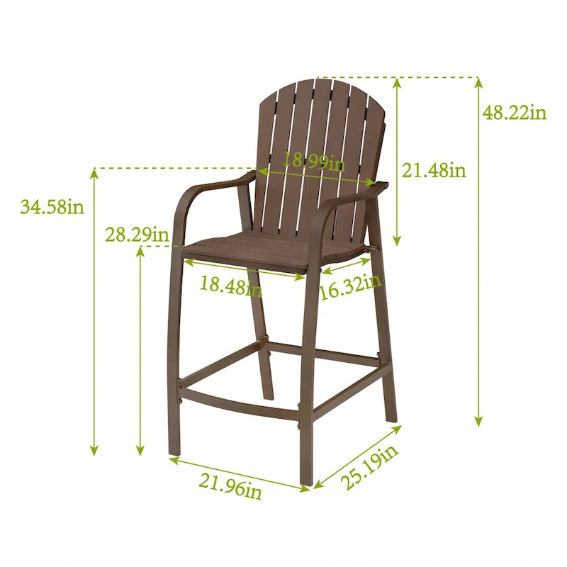 Pellebant 2PCS Patio Bar Stools - 25.19Dx21.96Wx48.22H