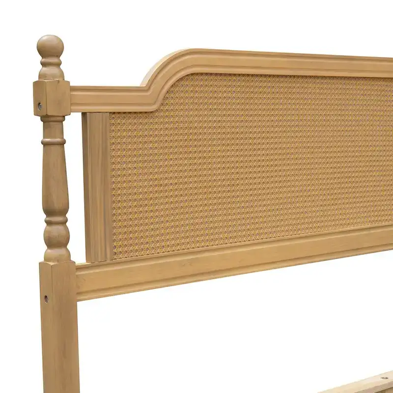 Traditional Style Rattan Bed Frame, No Box Spring Needed