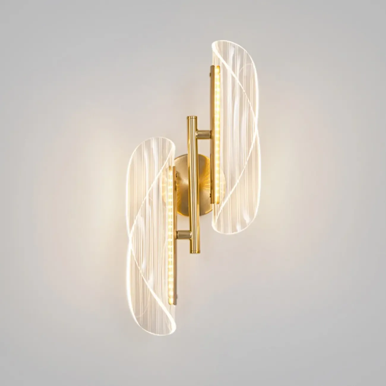 Art Deco Gold Metal and Acrylic LED Wall Sconce