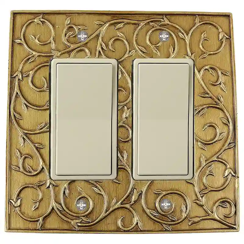 Meriville French Scroll 2 Rocker Wallplate, Double Switch Electrical Cover Plate