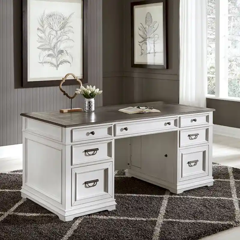 Allyson Park Wirebrushed White Charcoal Desk