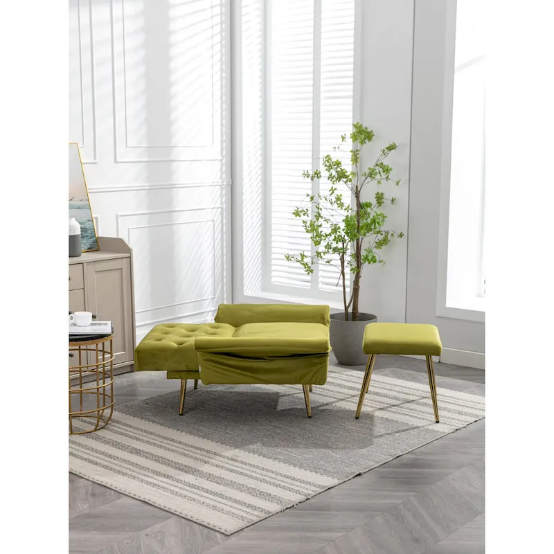 Olive Green 32.28 Tufted Accent Chair with Ottoman