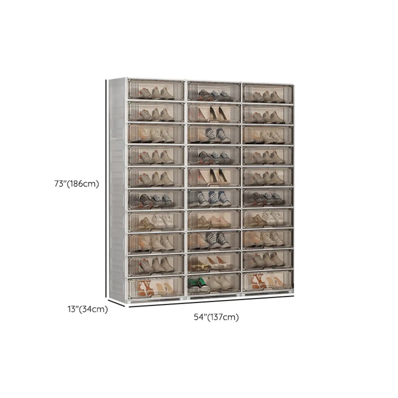 Durable Flip-up Glam Plastic Clear Shoe Boxes Stackable