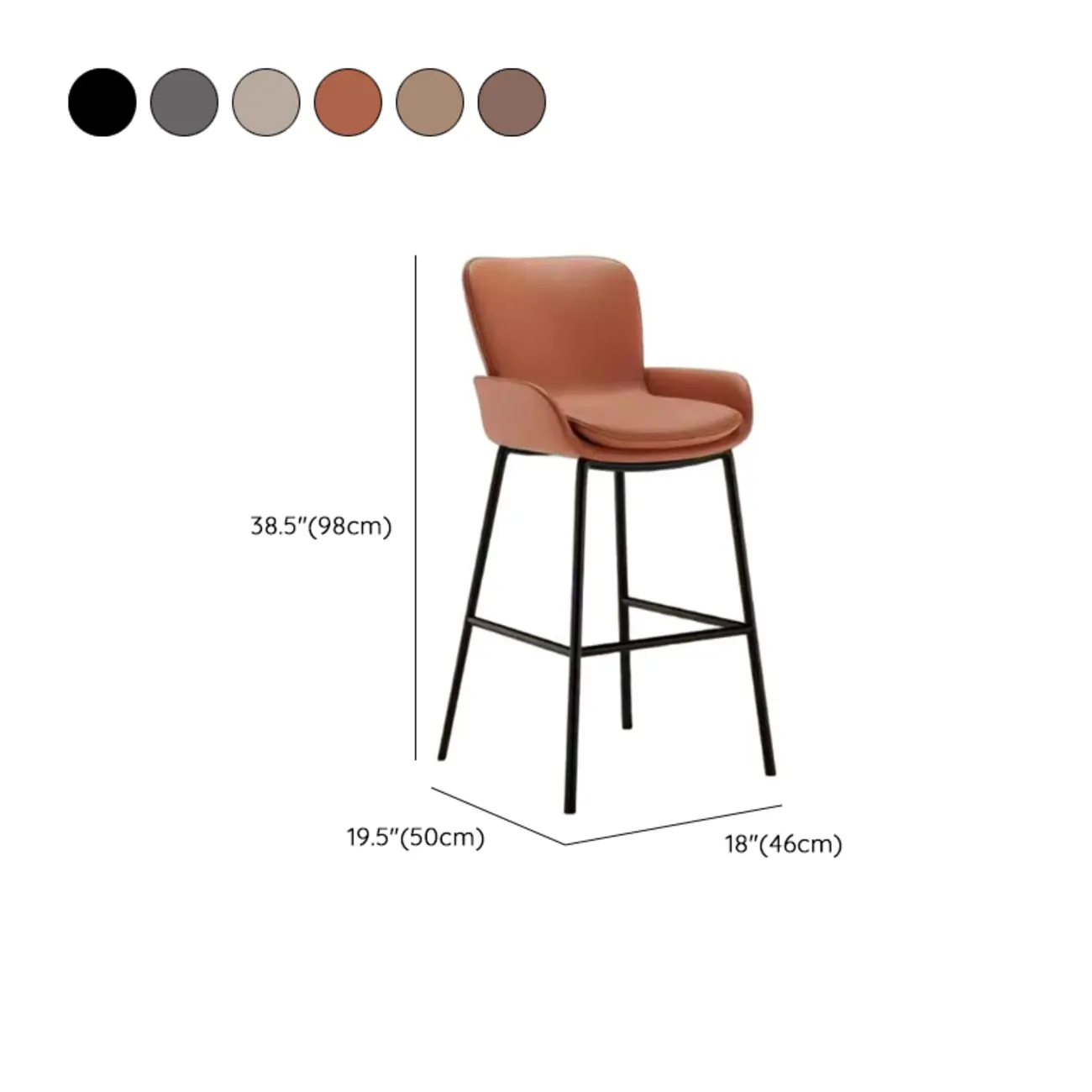 Coffee Bucket Four Legs Leather Counter Bar Stools