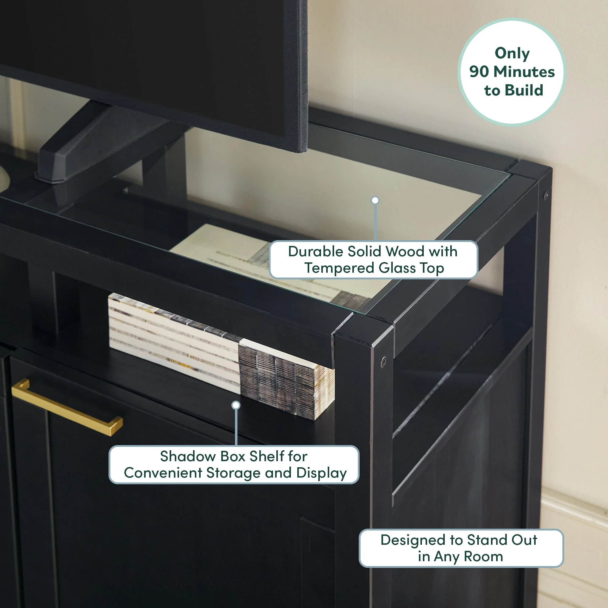 Isla Modern TV Stand with Glass Top