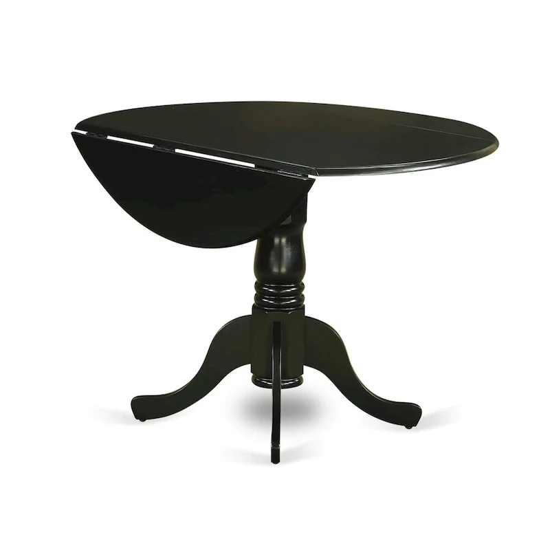 East West Furniture Dublin Kitchen Dining Table - a Round Wooden Table Top with Dropleaf & Pedestal Base, (Finish Options)
