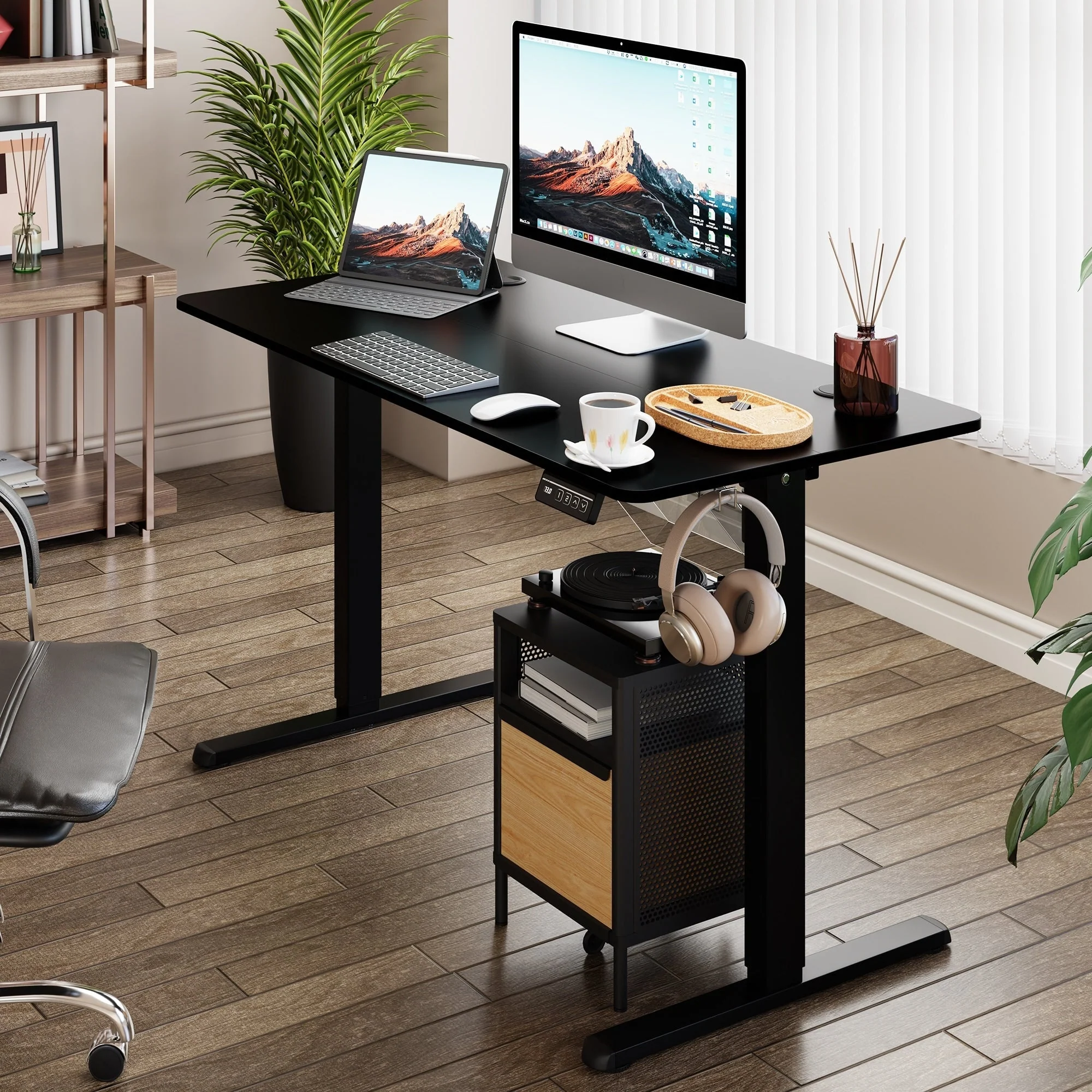 Futzca Height Adjustable Electric Standing Desk Sit Stand Computer Stand up Desk with Splice Board