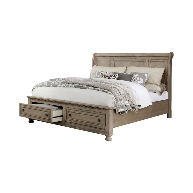 Furniture of America Nahkohe Rustic Grey Wood 2-drawer Sleigh Bed