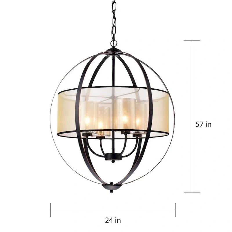 Bastien Metal 24-inch 4-light Strap Globe Pendant